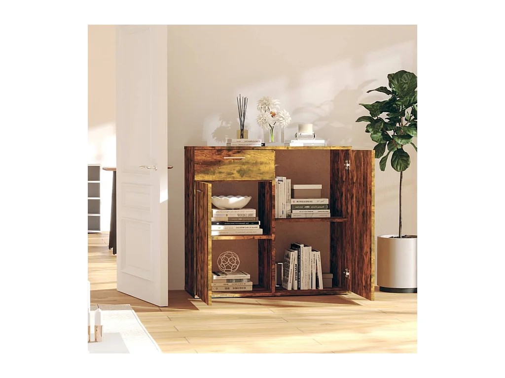 Buffet Chêne fumé 80x36x75 cm Bois d'ingénierie