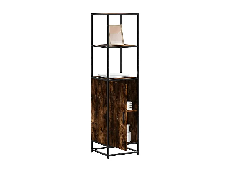 Buffet haut chêne fumé 35,5x35x139 cm bois d'ingénierie métal