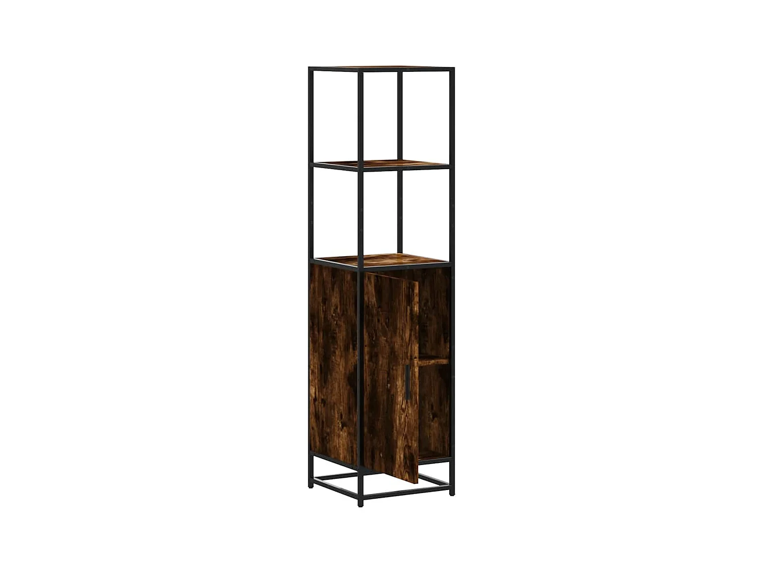Buffet haut chêne fumé 35,5x35x139 cm bois d'ingénierie métal