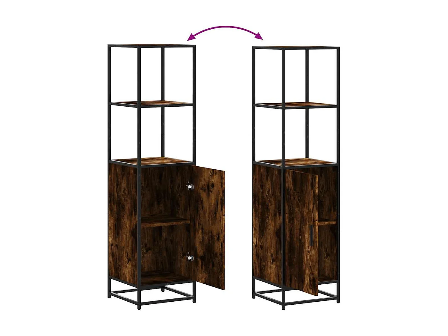 Buffet haut chêne fumé 35,5x35x139 cm bois d'ingénierie métal