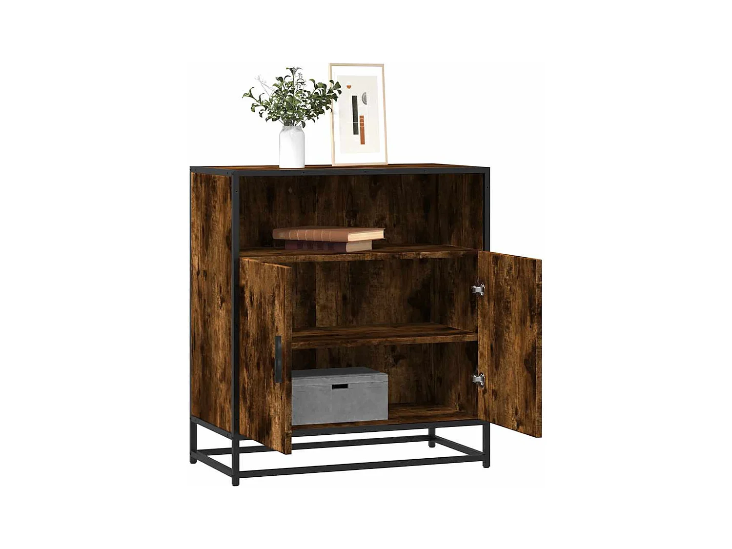 Gerookt eikenhouten dressoir 68x35x76 cm bewerkt hout