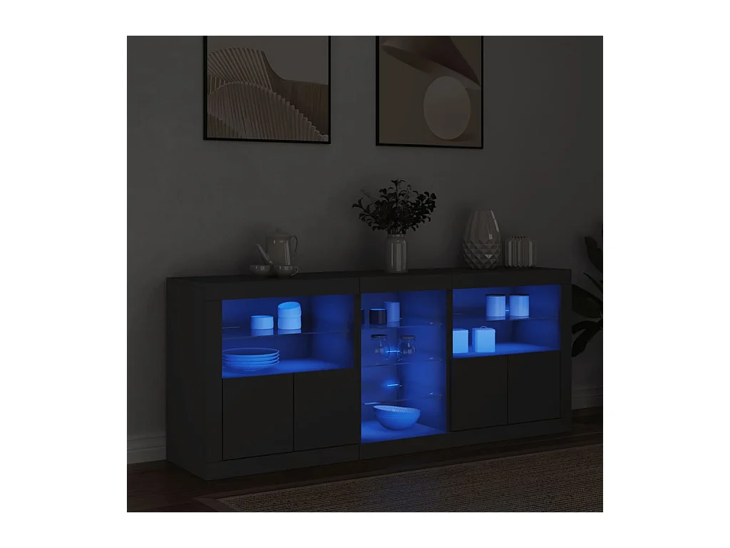 Dressoir met LED-verlichting zwart 162x37x67 cm