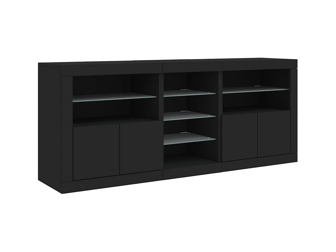 Dressoir met LED-verlichting zwart 162x37x67 cm