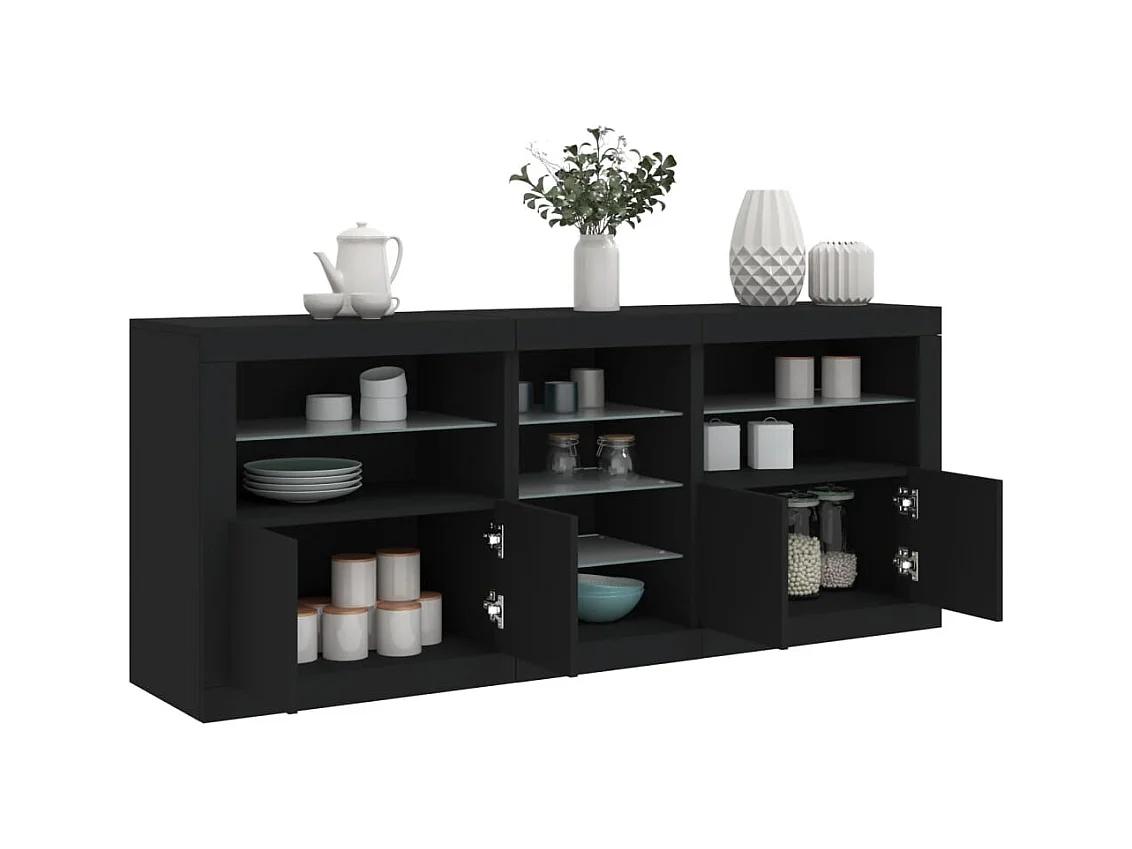 Dressoir met LED-verlichting zwart 162x37x67 cm