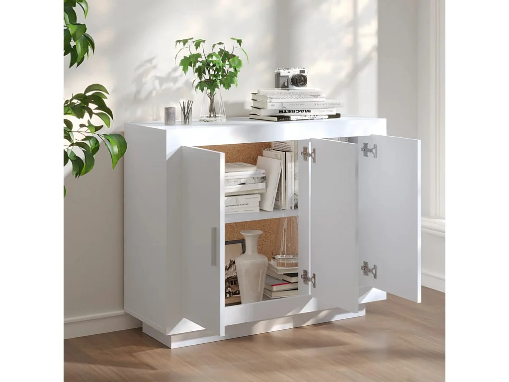 Buffet blanc 92x35x75 cm bois d’ingénierie