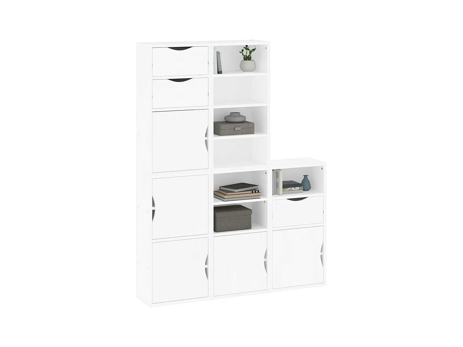 Mobiletto laterale 5 pezzi ODDA bianco 40x24x79 cm in legno massello di pino
