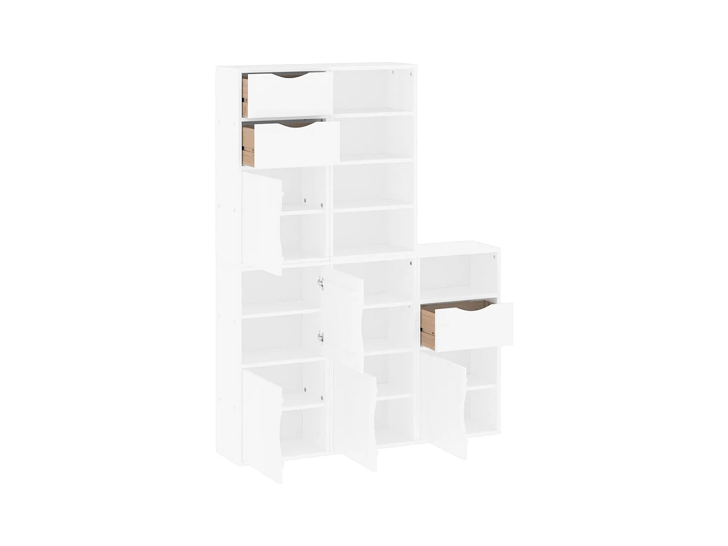 Mobiletto laterale 5 pezzi ODDA bianco 40x24x79 cm in legno massello di pino