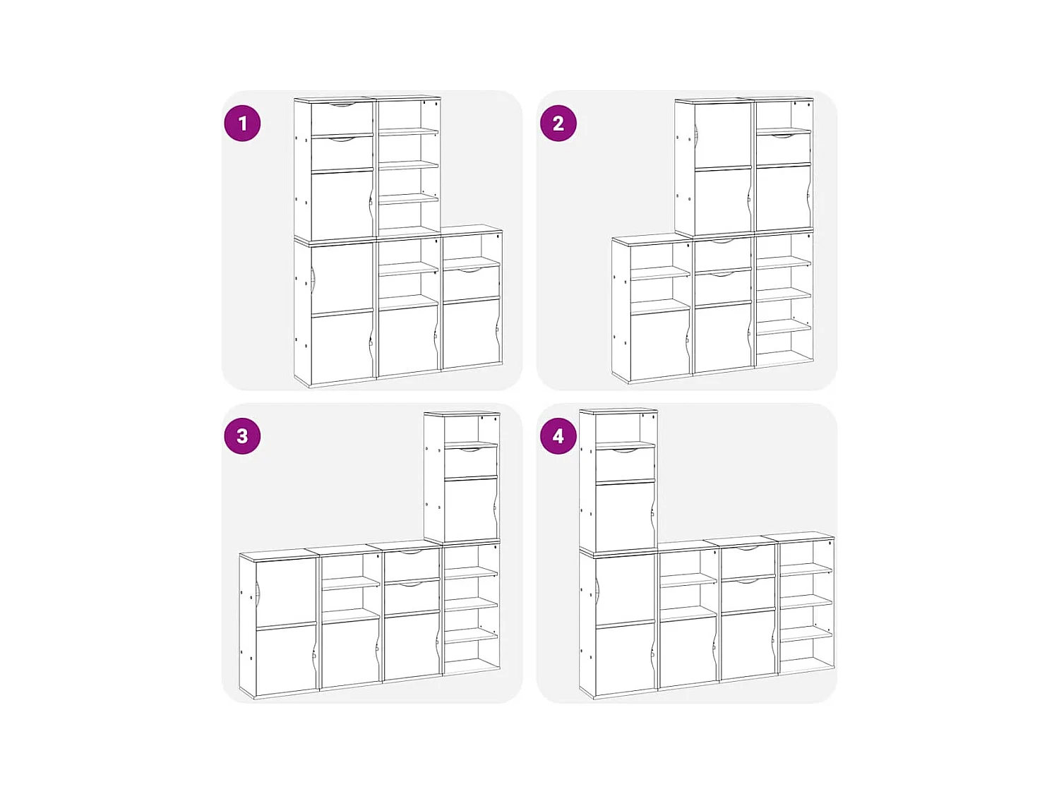 Mobiletto laterale 5 pezzi ODDA bianco 40x24x79 cm in legno massello di pino