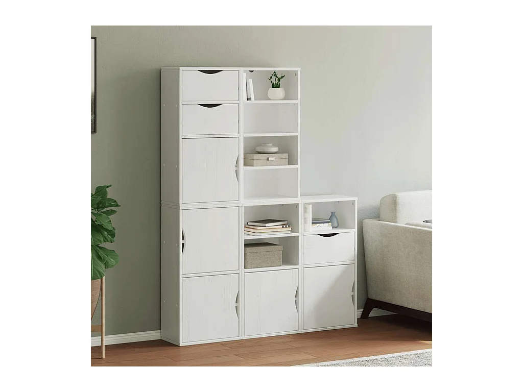 Armoires latérales 5 pcs ODDA blanc 40x24x79 cm bois massif pin