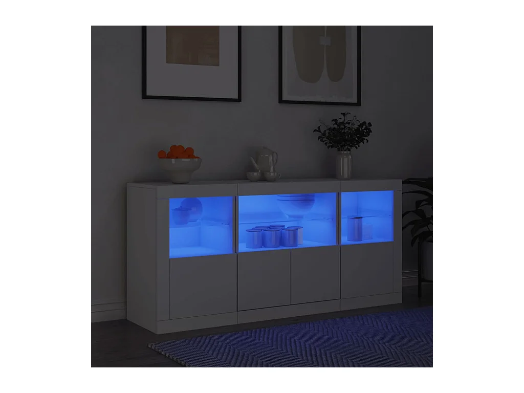 Credenza con luci LED bianche 142,5x37x67 cm