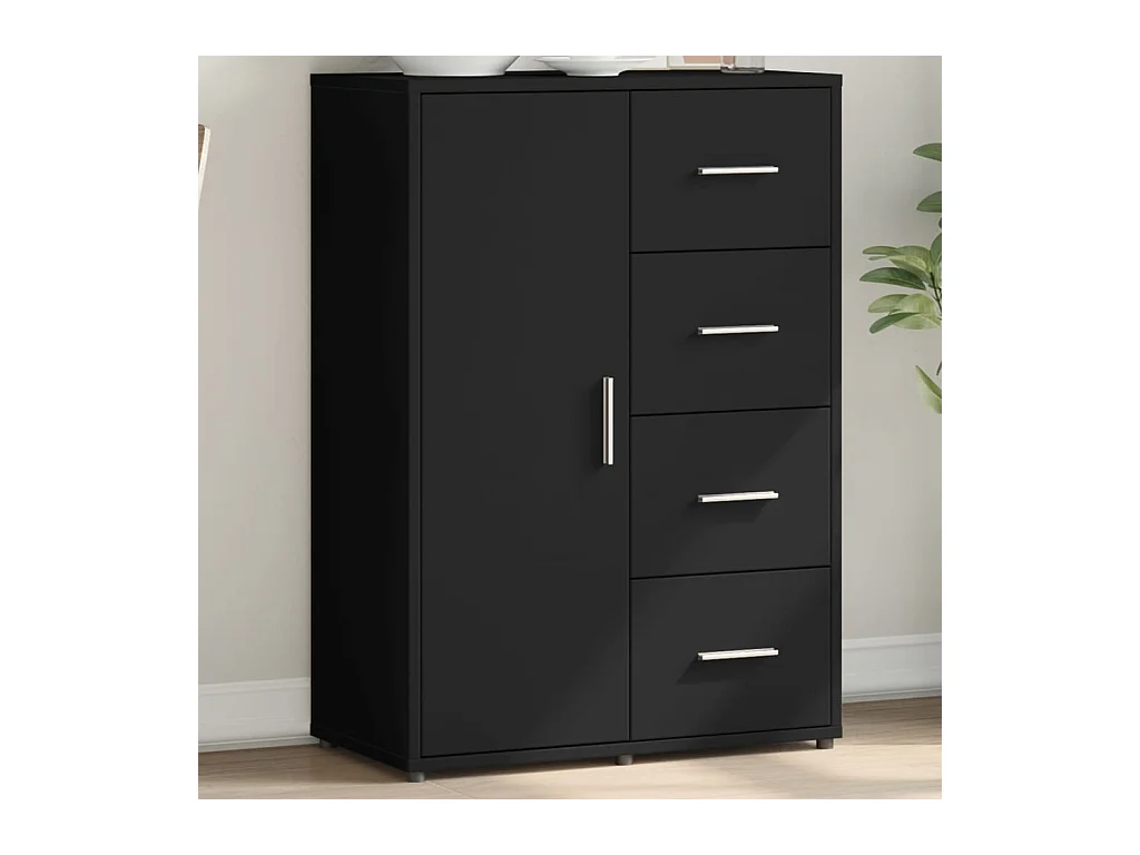 Buffet noir 60x31x84 cm bois d'ingénierie