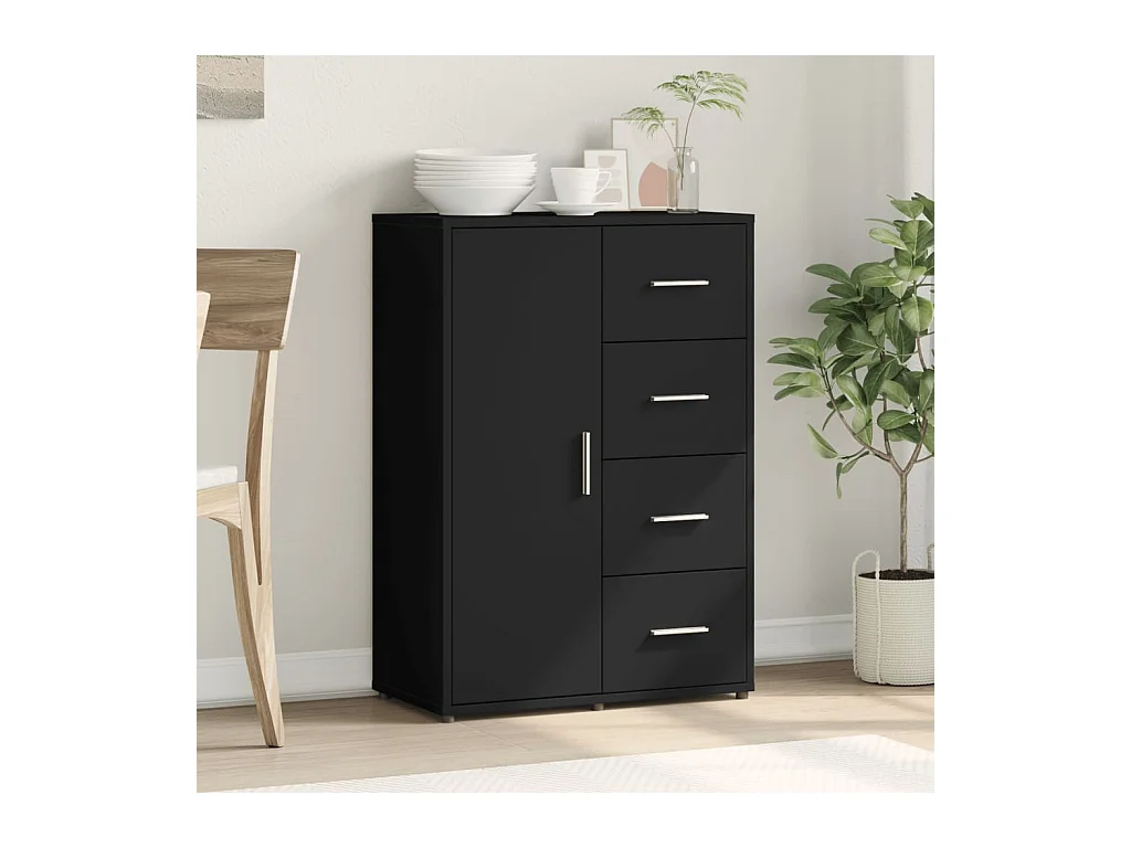 Buffet noir 60x31x84 cm bois d'ingénierie