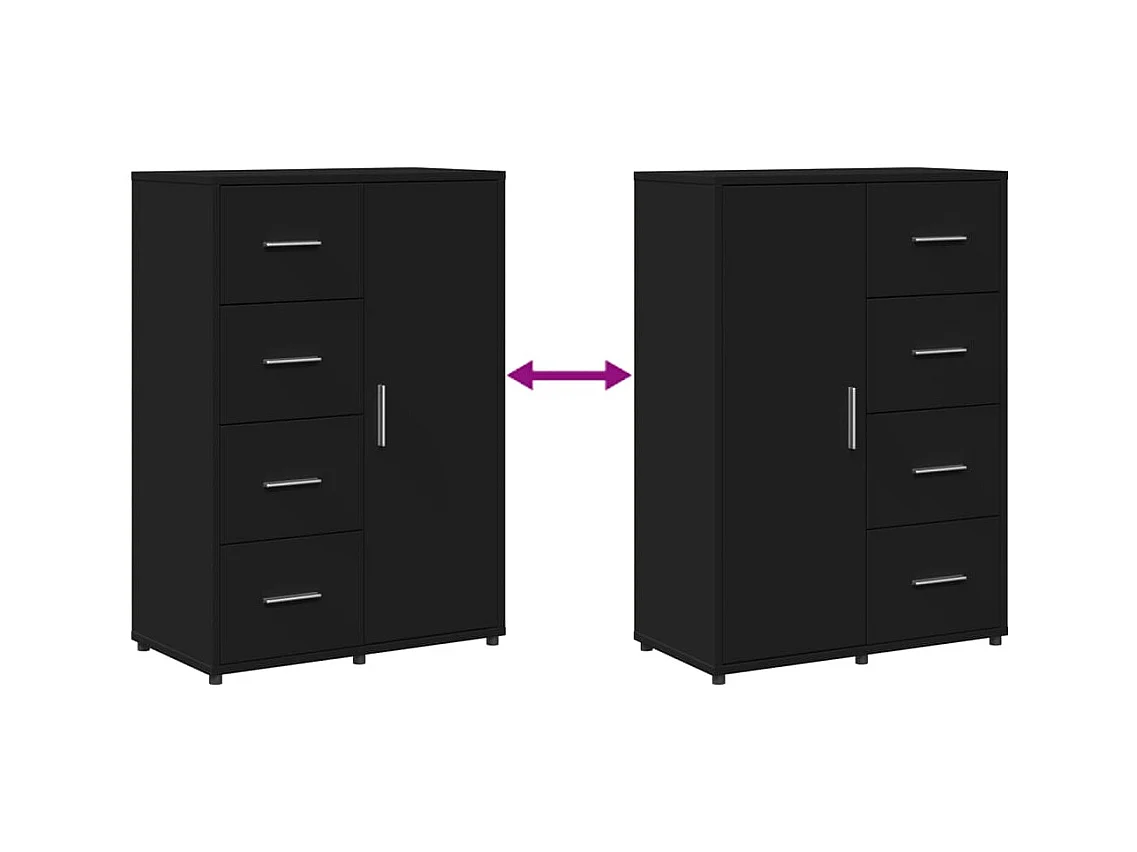 Buffet noir 60x31x84 cm bois d'ingénierie