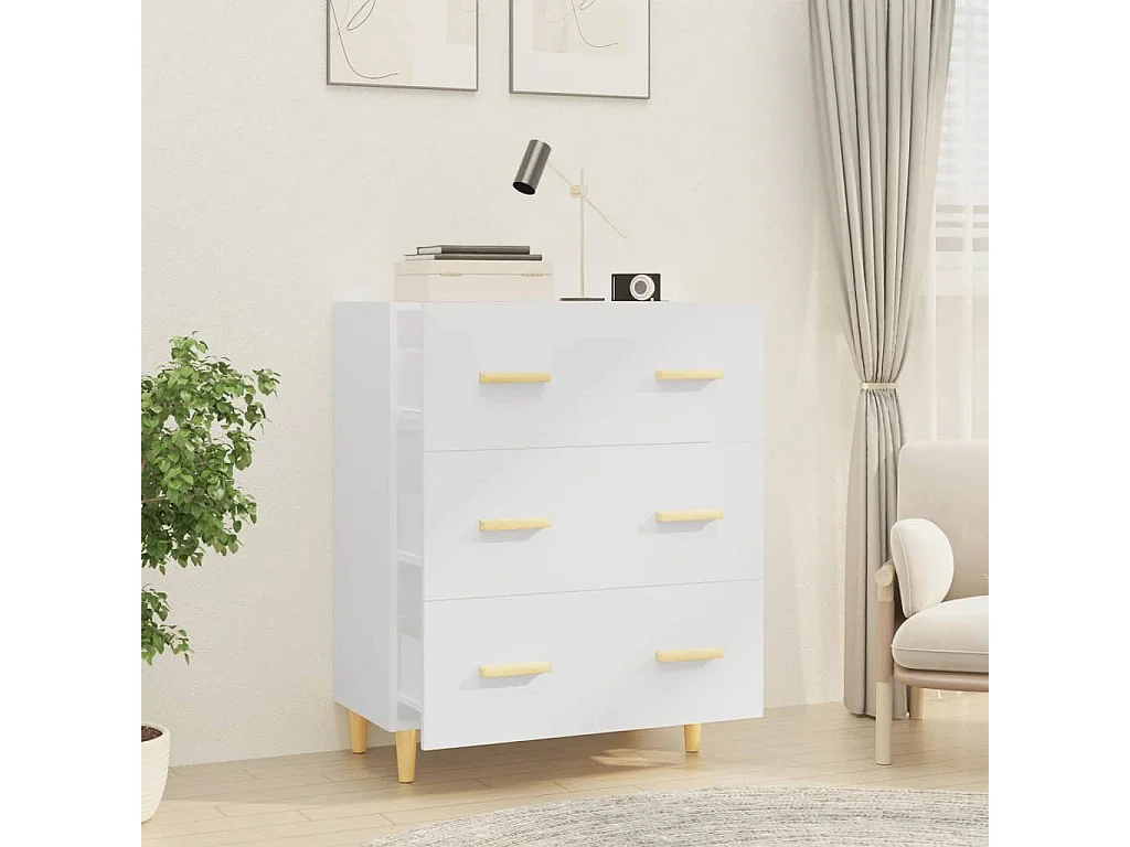 Buffet Blanc 70x34x90 cm Bois d'ingénierie