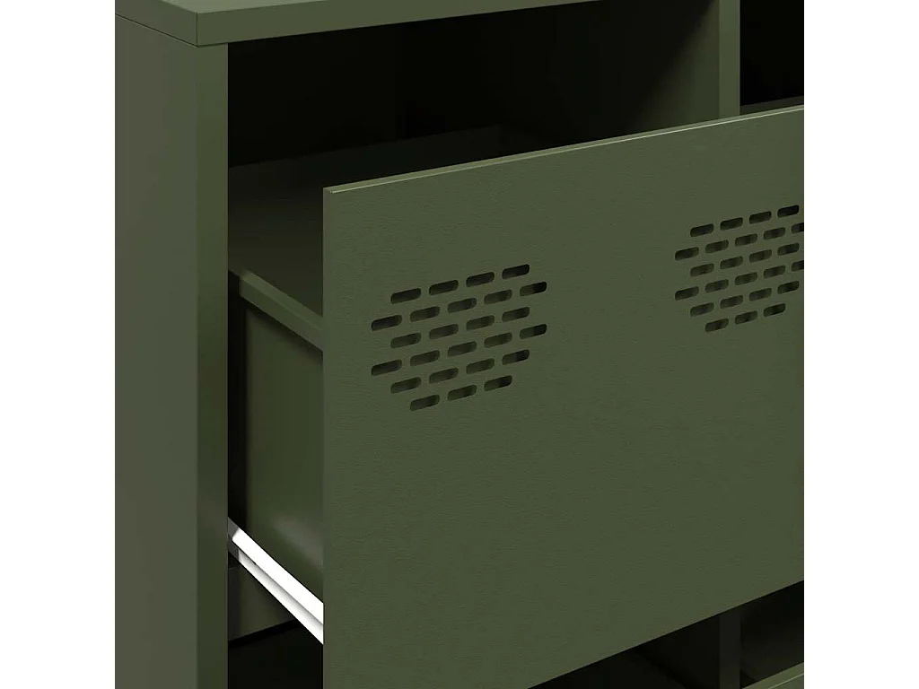 Olivgrünes Sideboard 135x39x73,5 cm kaltgewalzter Stahl