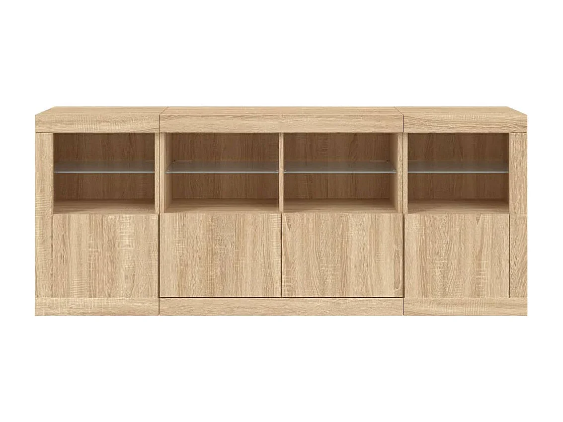 Buffet avec lumières LED chêne sonoma 163x37x67 cm