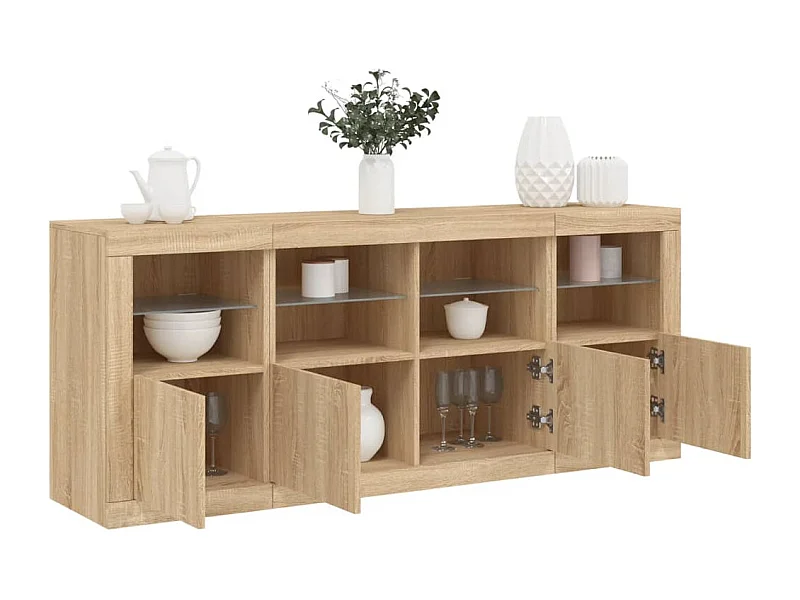 Sideboard mit LED-Leuchten Sonoma Eiche 163x37x67 cm