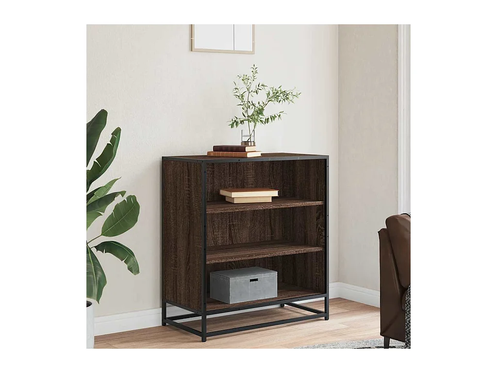 Buffet chêne marron 68x35x76 cm bois d'ingénierie et métal