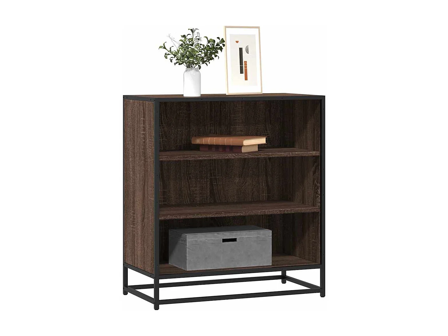 Buffet chêne marron 68x35x76 cm bois d'ingénierie et métal