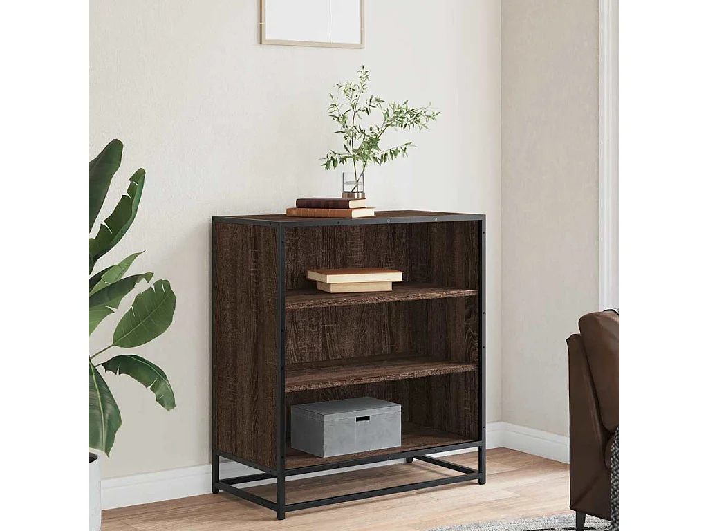 Buffet chêne marron 68x35x76 cm bois d'ingénierie et métal