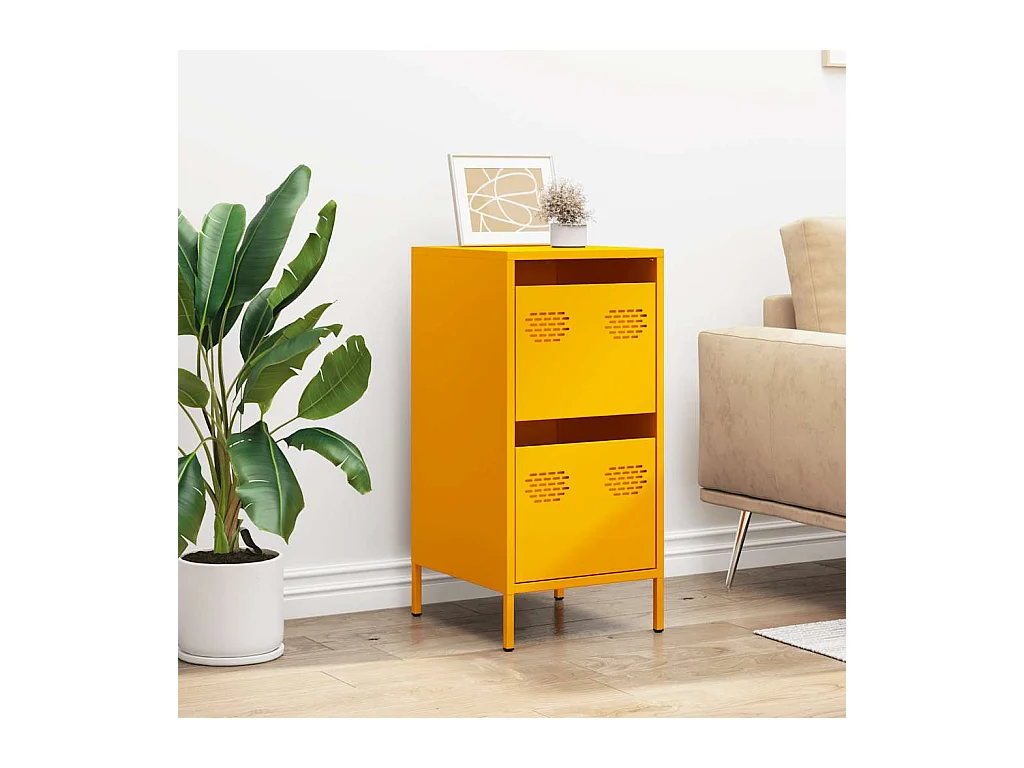 Buffet jaune moutarde 35x39x73,5 cm acier laminé à froid