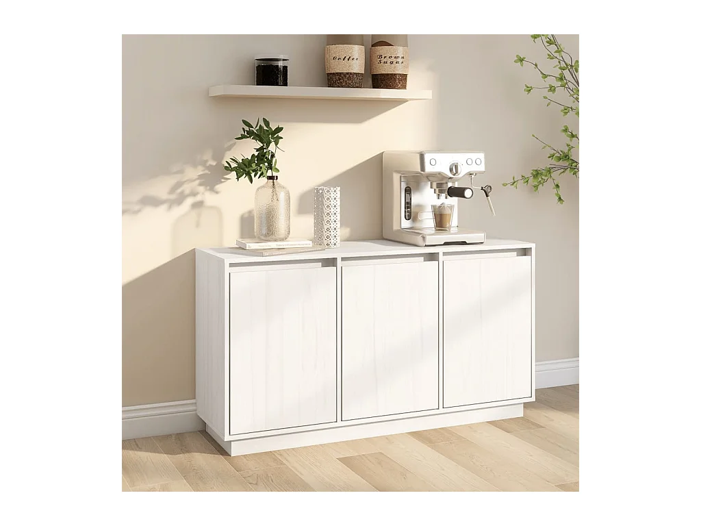Buffet Blanc 111x34x60 cm Bois massif de pin
