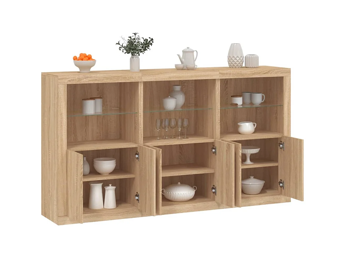 Buffet avec lumières LED chêne sonoma 181,5x37x100 cm