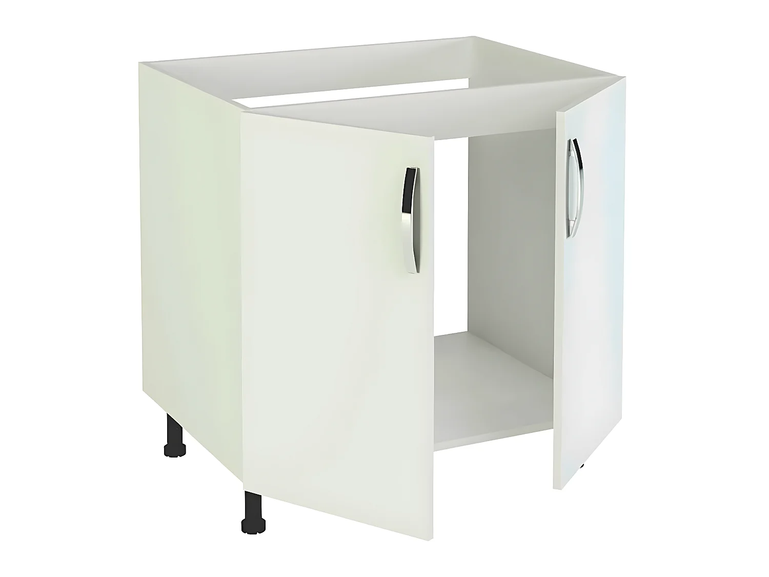 Meuble bas de cuisine pour evier 2 portes coloris blanc - Hauteur 85 x Longueur 80 x profondeur 58 cm