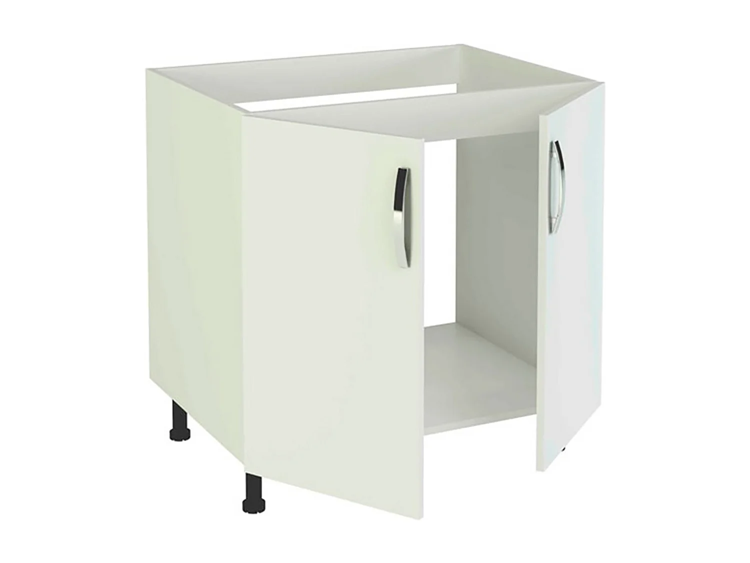 Meuble bas de cuisine pour evier 2 portes coloris blanc - Hauteur 85 x Longueur 80 x profondeur 58 cm