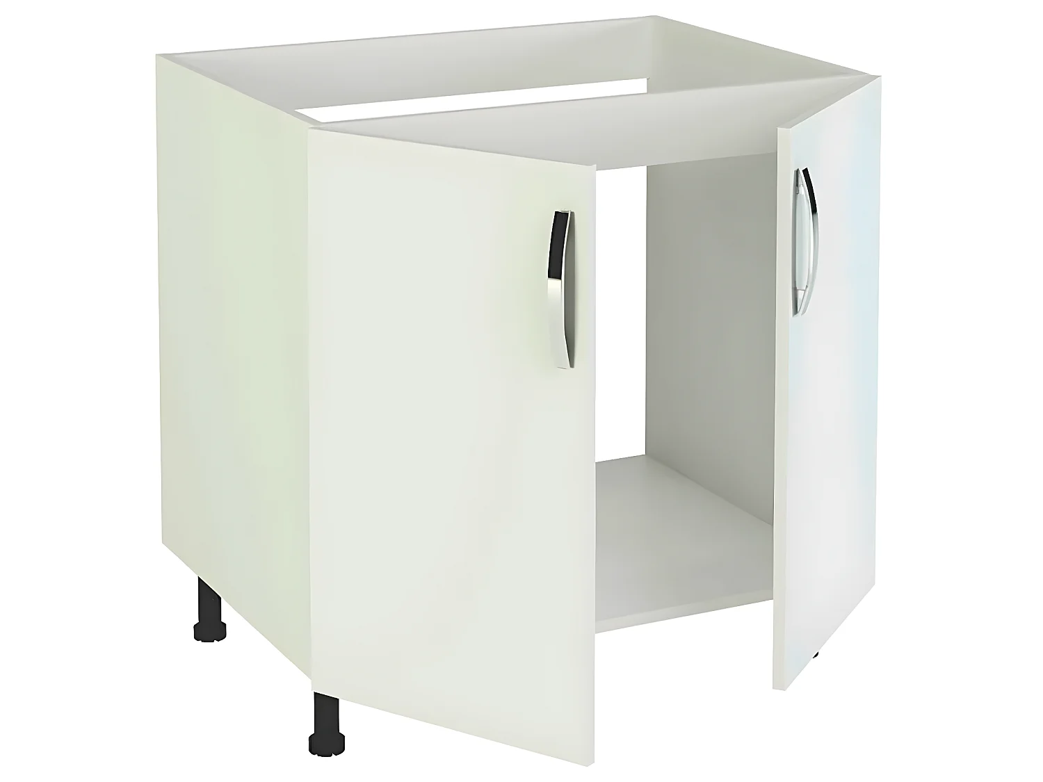 Meuble bas de cuisine pour evier 2 portes coloris blanc - Hauteur 85 x Longueur 80 x profondeur 58 cm