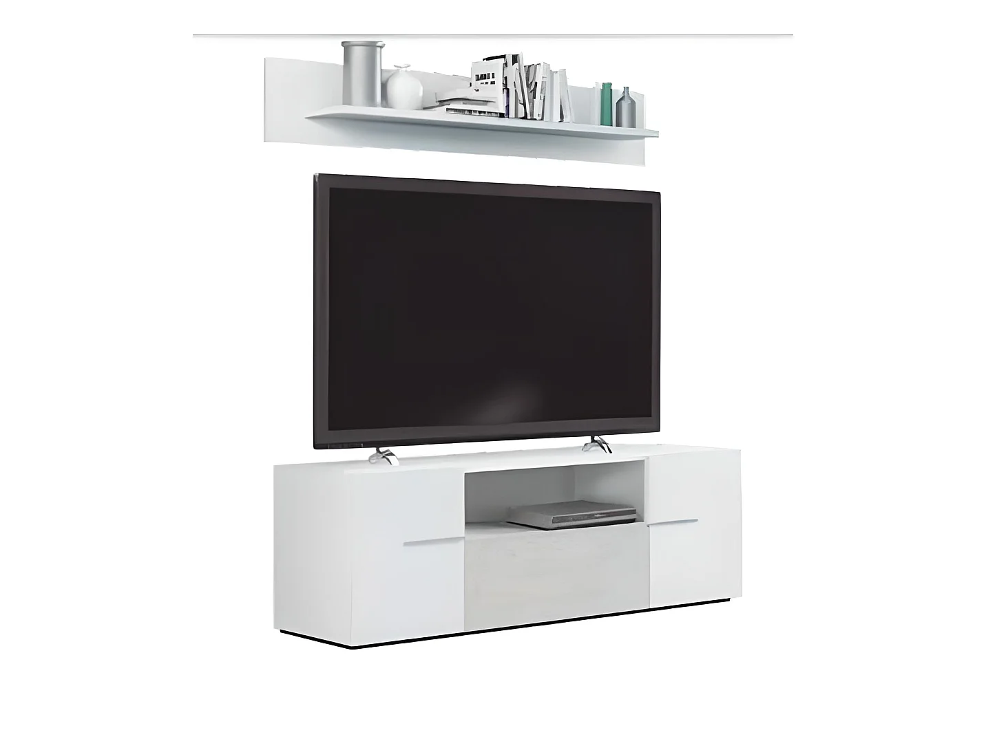 Ensemble TV coloris Blanc / Gris béton