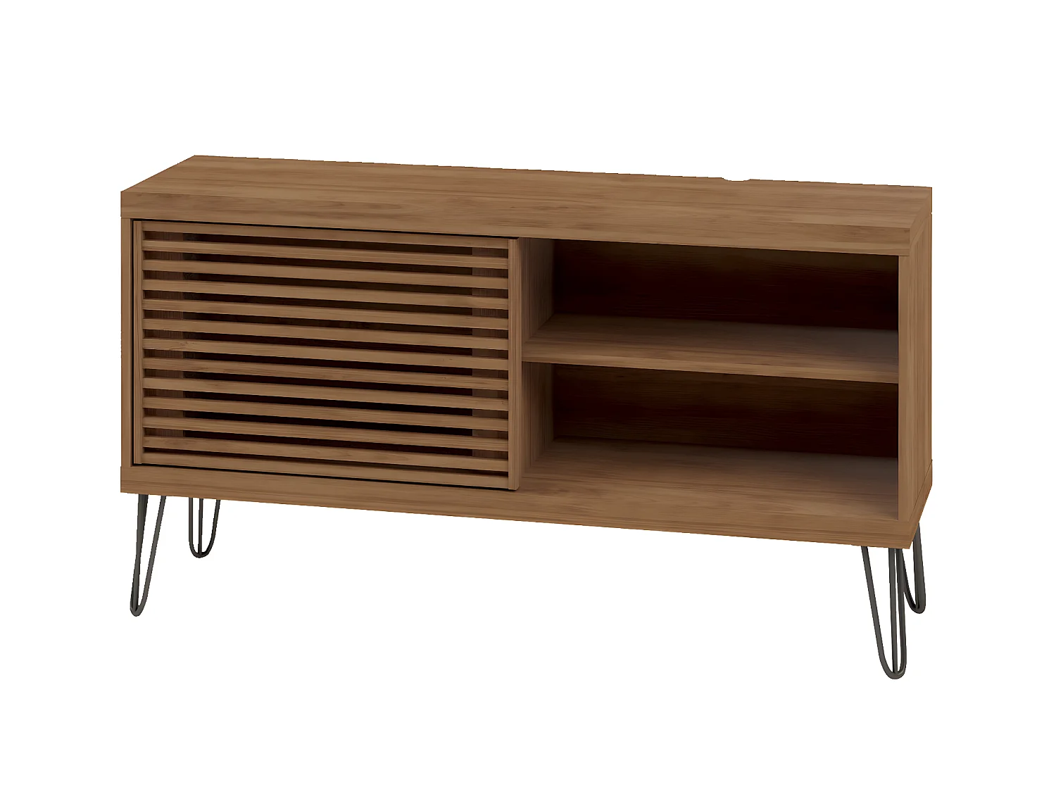 Meuble TV avec 1 porte coulissante coloris Chêne Buriti -longueur 120 x profondeur 33 x hauteur 65 cm