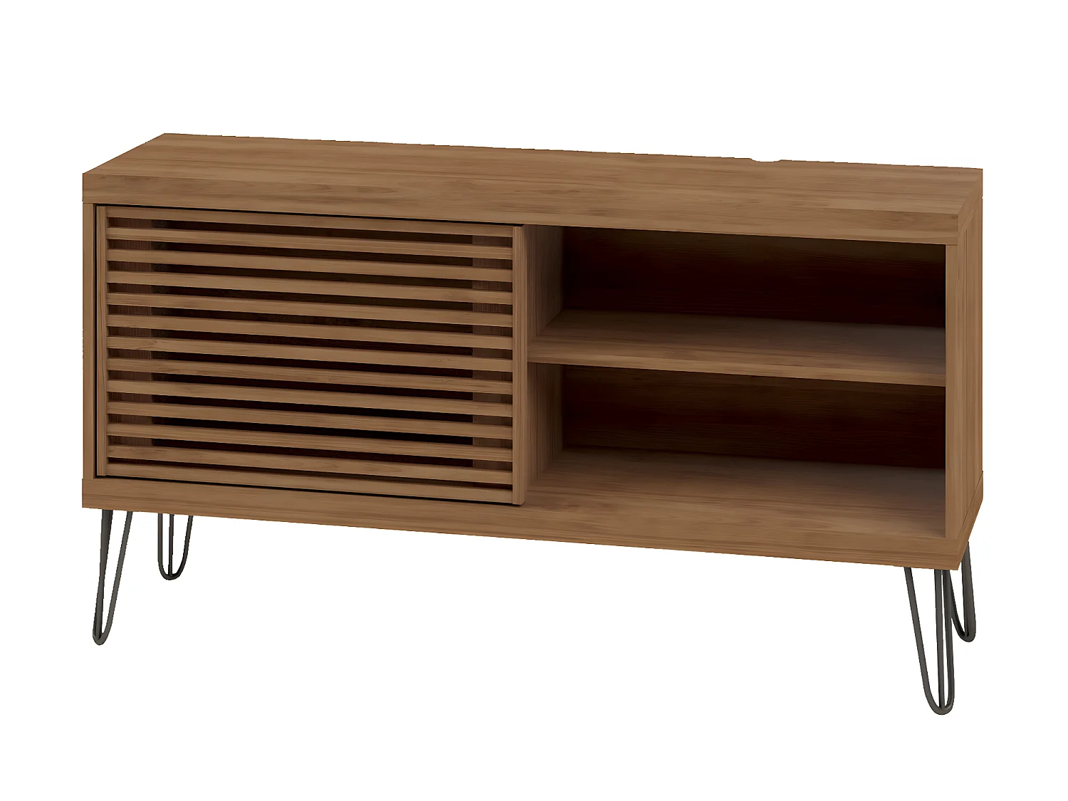 Meuble TV avec 1 porte coulissante coloris Chêne Buriti -longueur 120 x profondeur 33 x hauteur 65 cm