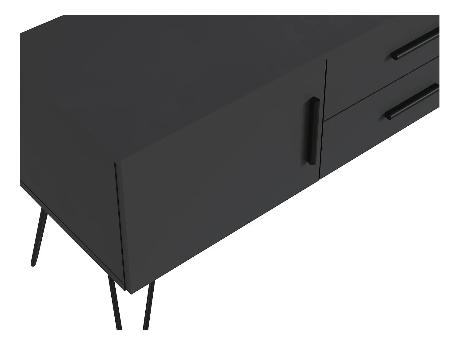 Meuble TV en mélamine coloris gris Anthracite - Longueur 140 x Profondeur 40 x Hauteur 56 cm