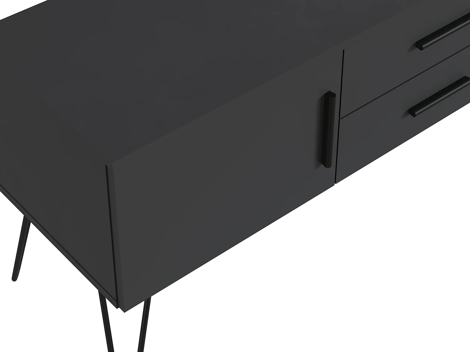 Meuble TV en mélamine coloris gris Anthracite - Longueur 140 x Profondeur 40 x Hauteur 56 cm