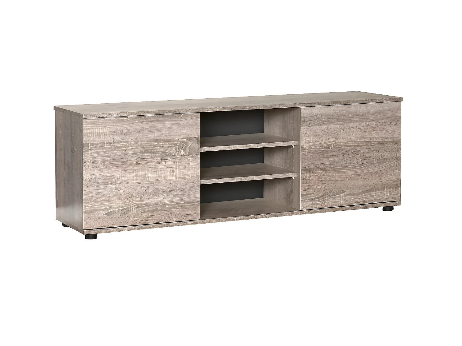 Meuble TV coloris Chêne - longueur 140 x profondeur 35 x hauteur 48 cm