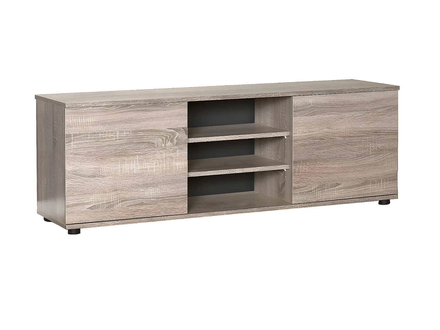 Meuble TV coloris Chêne - longueur 140 x profondeur 35 x hauteur 48 cm