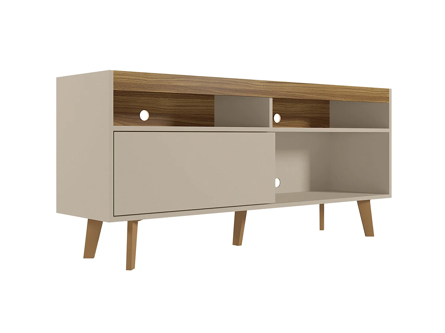 Meuble TV coloris Beige / Fresne - longueur 136 x profondeur 36 x hauteur 63 cm