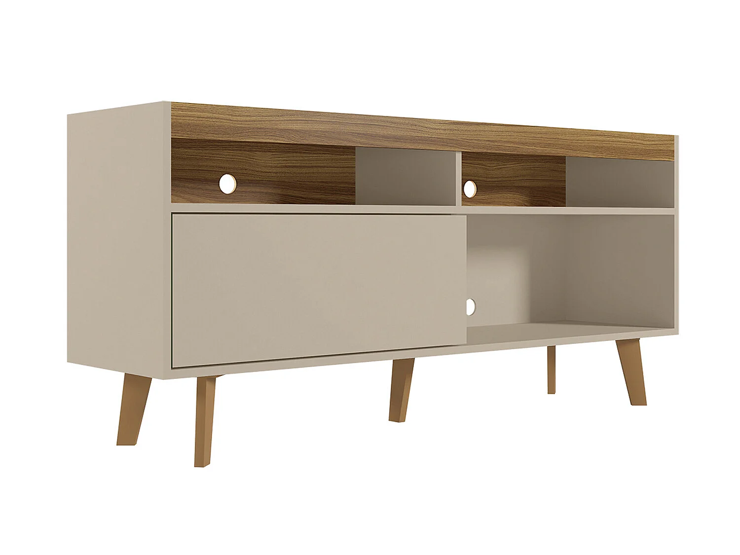 Meuble TV coloris Beige / Fresne - longueur 136 x profondeur 36 x hauteur 63 cm
