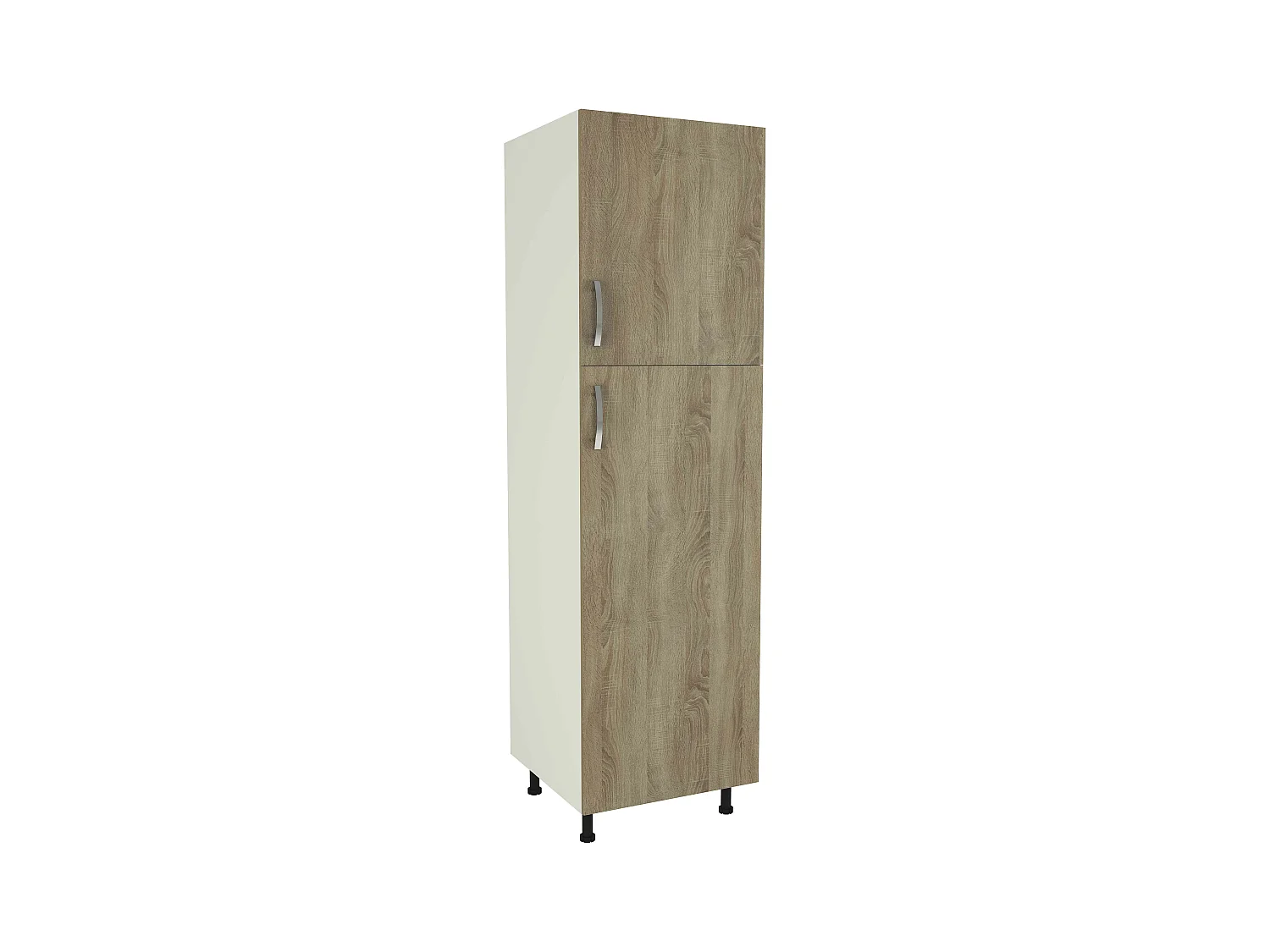 Meuble colonne de cuisine 2 portes coloris chêne cortez - Hauteur 200 x Longueur 60 x profondeur 58 cm