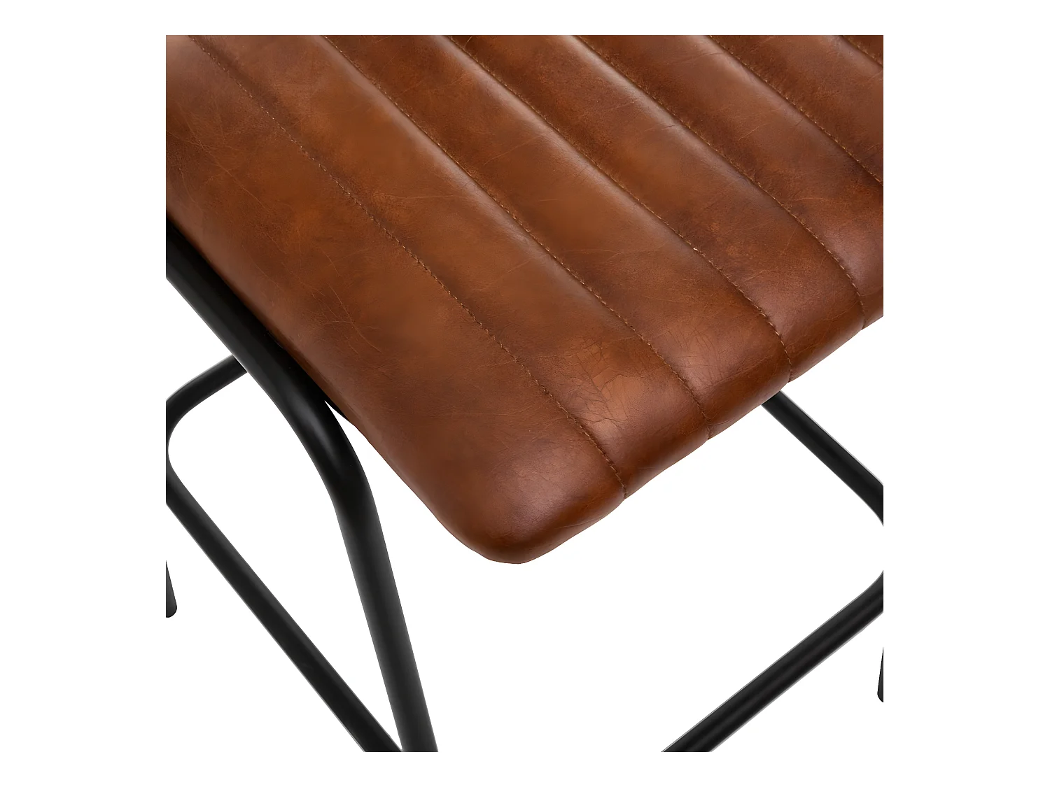Lot de 2 chaises de bar en Cuir de buffle pleine fleur pigmentée cognac