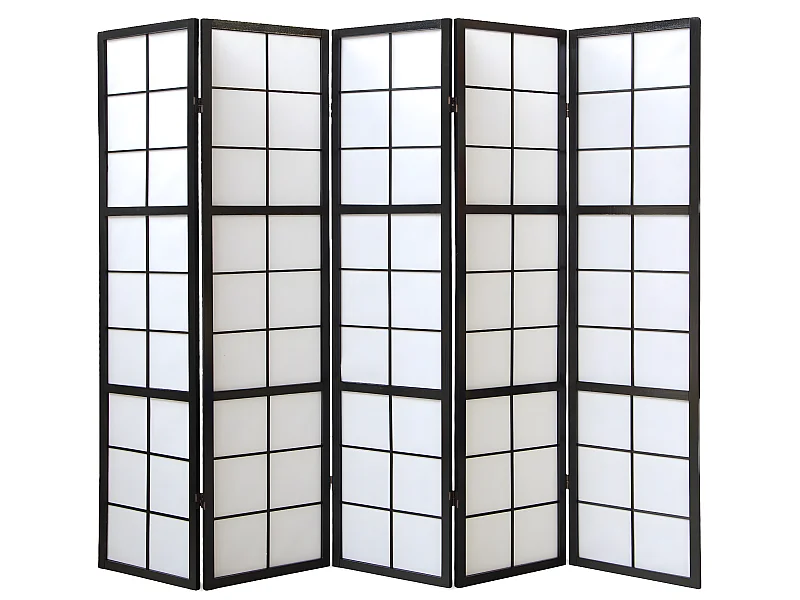 Paravent japonais Shoji en bois noir 5 pans