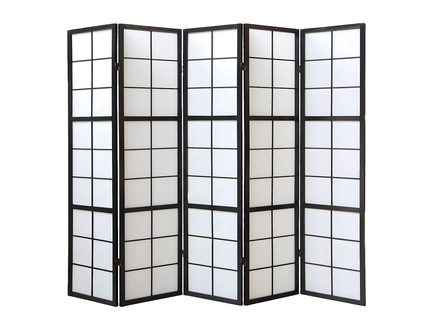 Paravent japonais Shoji en bois noir 5 pans