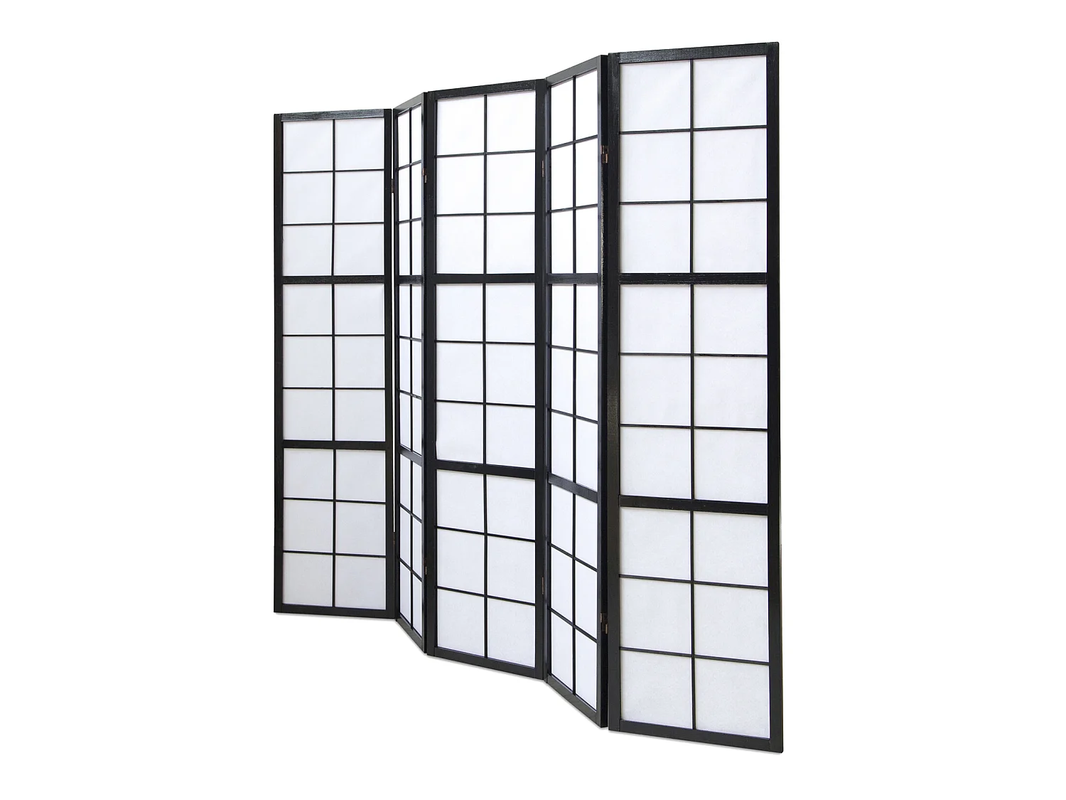 Paravent japonais Shoji en bois noir 5 pans