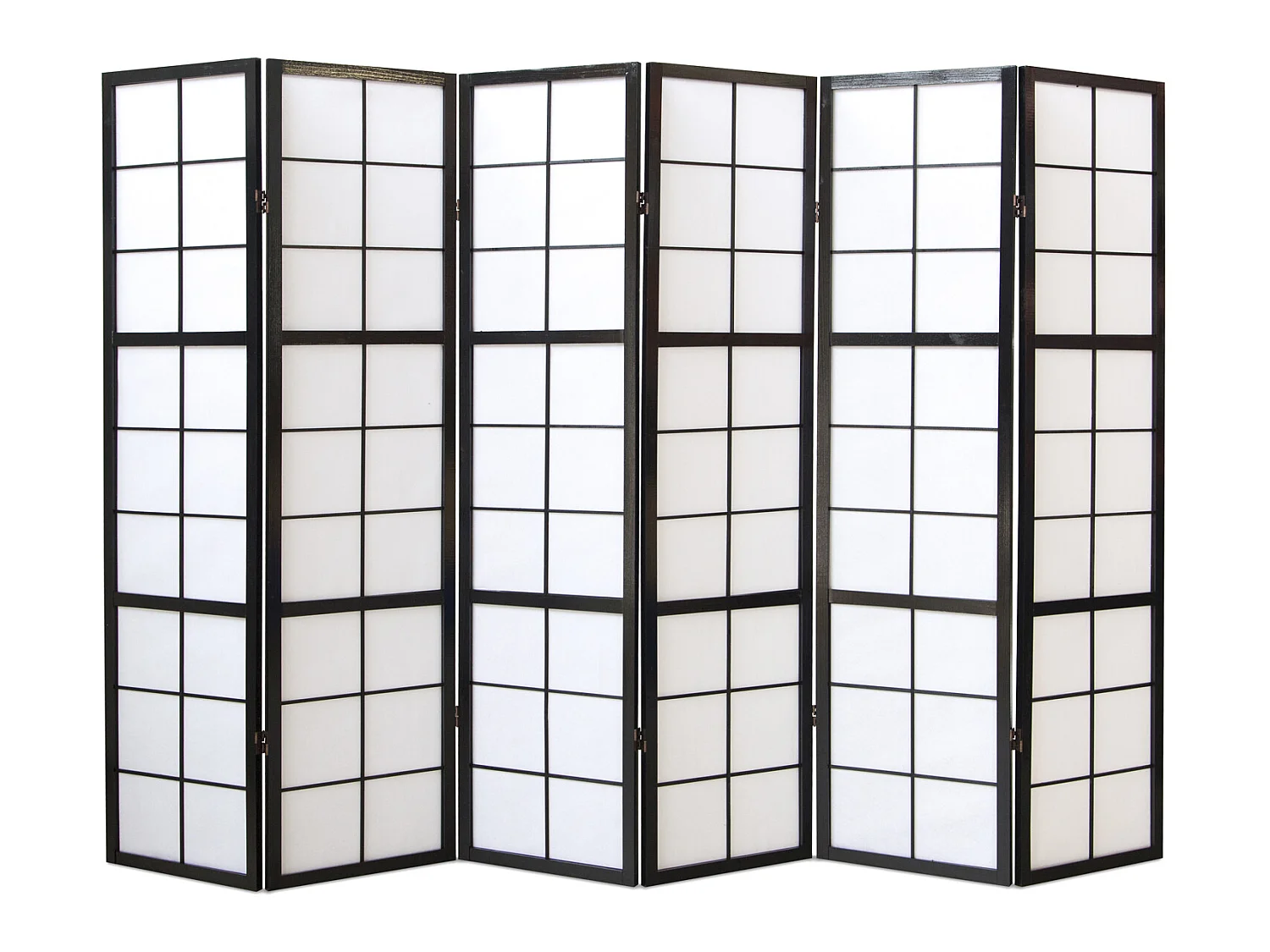 Paravent japonais Shoji en bois noir de 6 pans