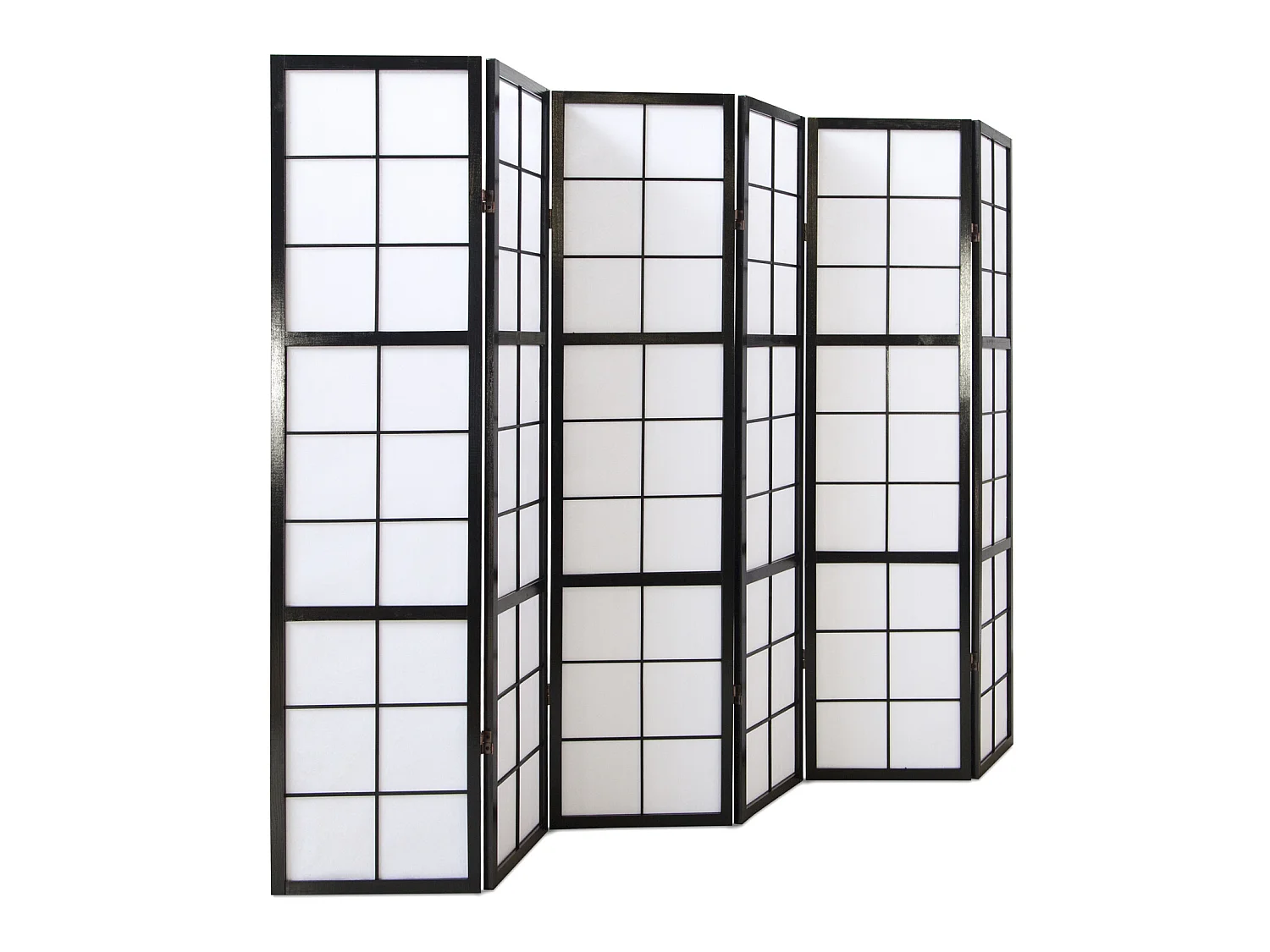 Paravent japonais Shoji en bois noir de 6 pans