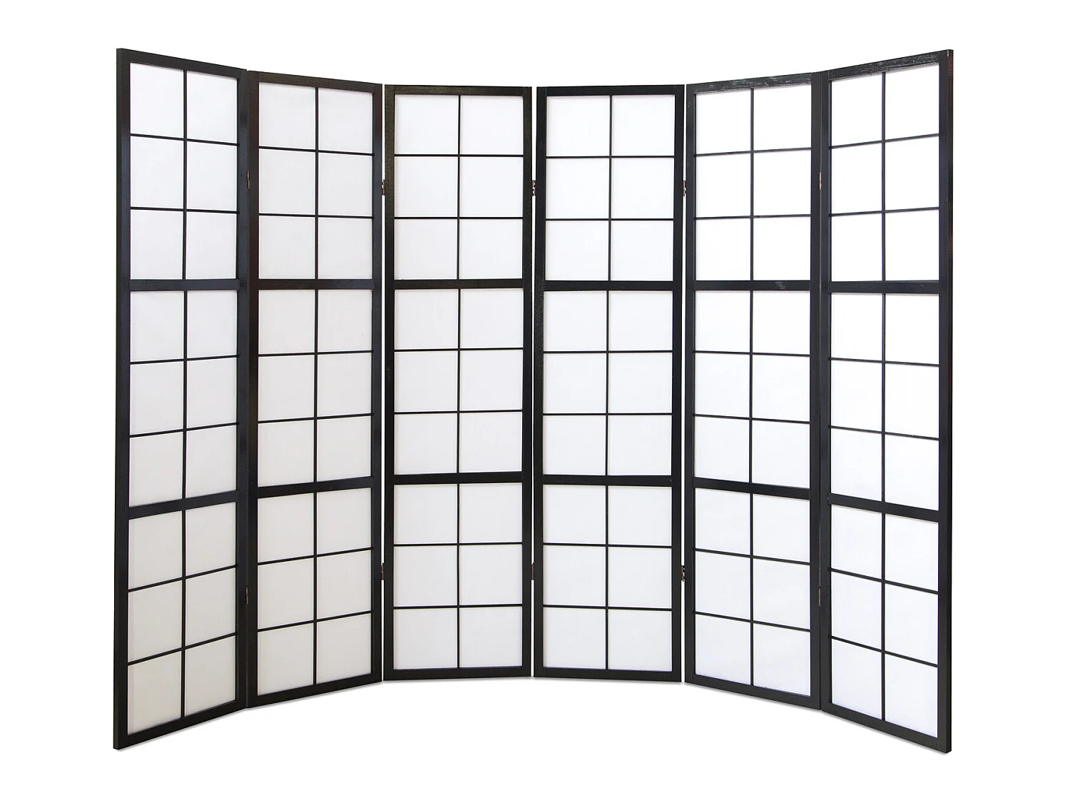 Paravent japonais Shoji en bois noir de 6 pans