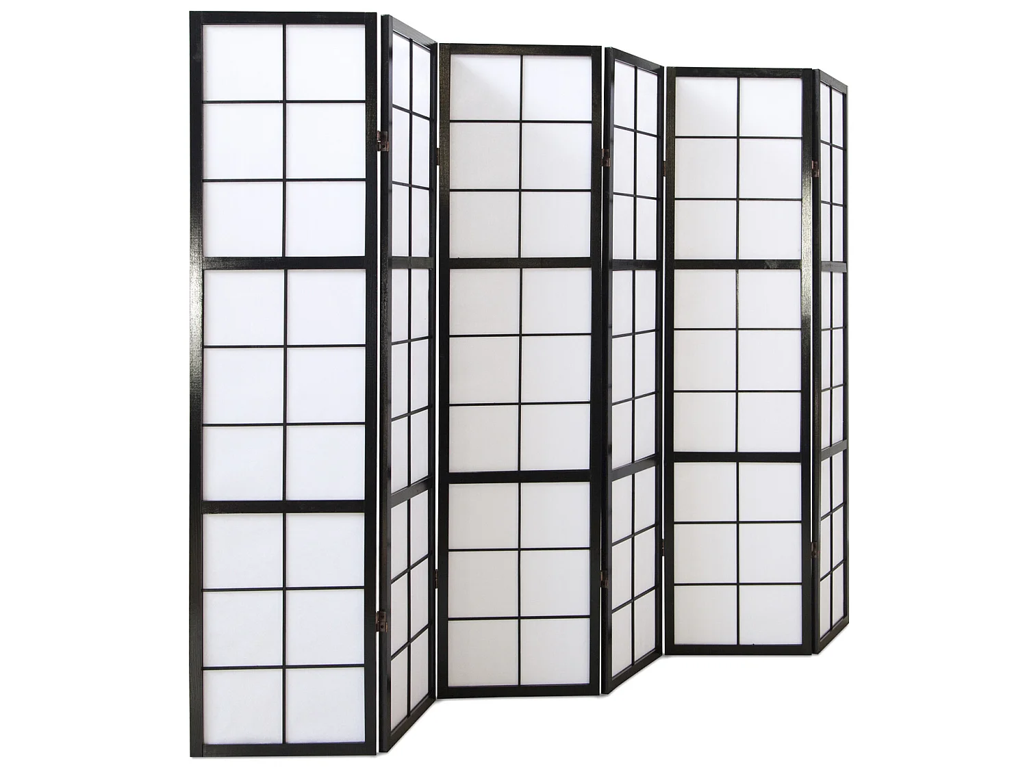 Paravent japonais Shoji en bois noir de 6 pans