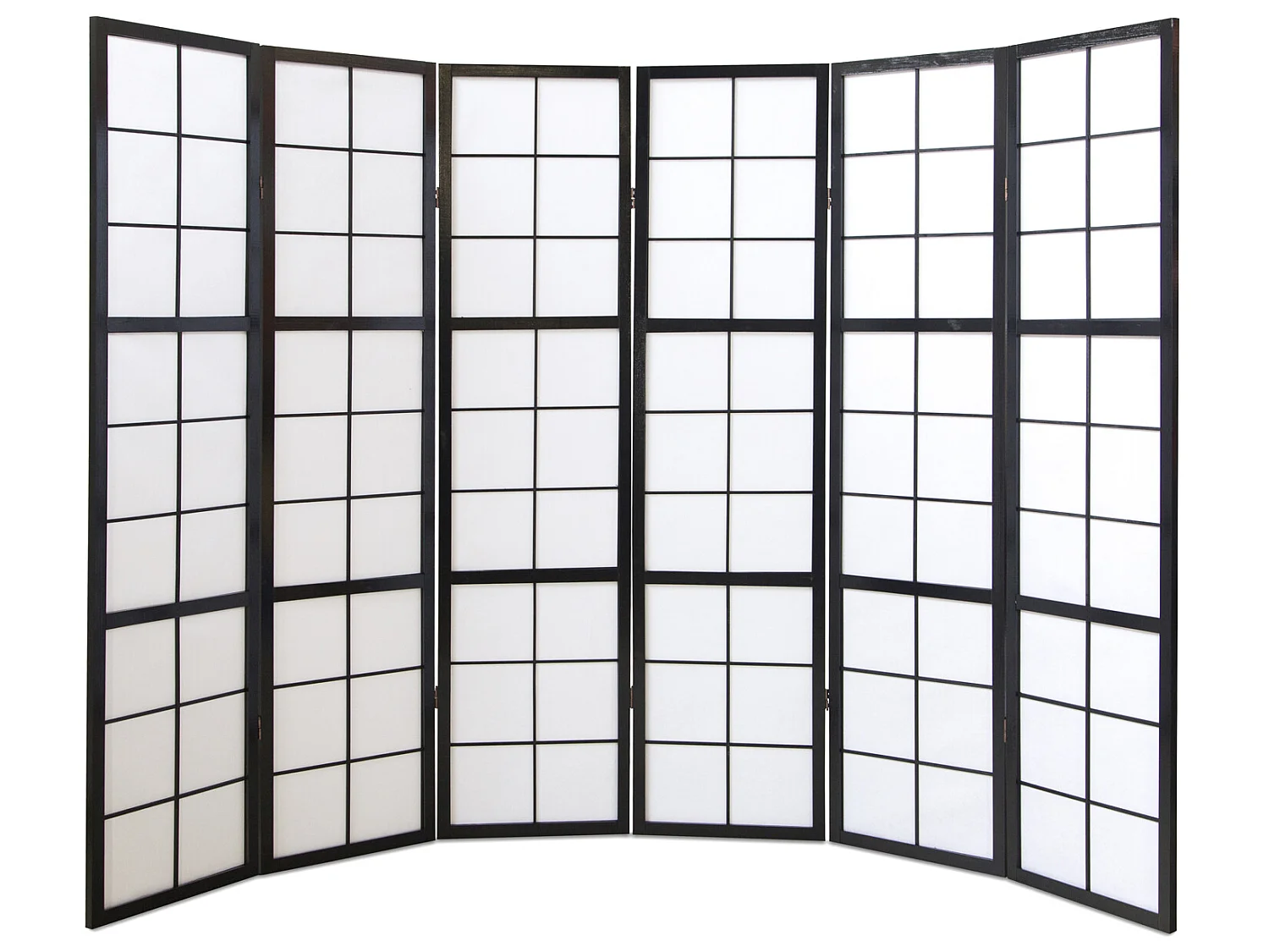 Paravent japonais Shoji en bois noir de 6 pans