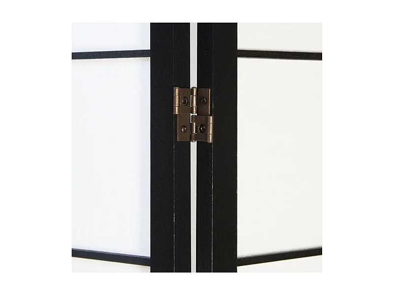 Paravent japonais grands carreaux bois noir et papier de riz - 6 pans - Dim : H 175 cm